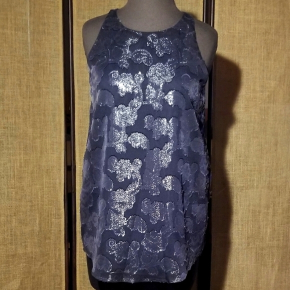 Kenar Tops - NWT Kenar Blue Shimmering Sleeveless Tank, Size Small